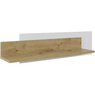 Hom`in Wandboard , Weiß, Eiche Artisan , Holzwerkstoff , 120x30x25 cm , Wohnzimmer, Regale, Wandboards