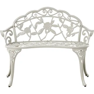 BELIANI Gartenbank für den Außenbereich weiß Metall und Aluminium 2-Sitzer mit Armlehnen Vintage-Stil - Weiß