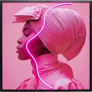 Kare Design Wandbild LED Pink Woman, Motivbild, Modern, Wohnzimmer, Schlafzimmer, Flur, 80x80cm (L-B)