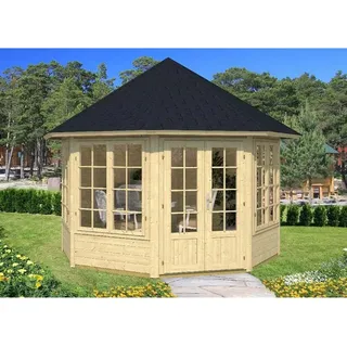 Tene Kaubandus Gartenhaus Emma-40 Spitzdach 396 cm x 396 cm Hellbraun