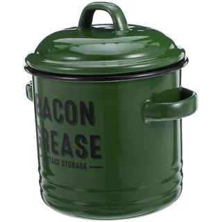 NESTINGHO Emaille Küchenöl Behälter mit Deckel Grüner Retro Fettspeicher Kanister für Speiseöl Schmalz Vielseitiger Küchenaufbewahrungstopf für Kochen und Braten