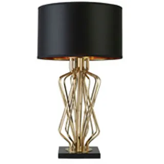 Tischlampe Tischleuchte hoch 72 cm Metall Satin in Gold Schwarz E27 Wohnzimmer