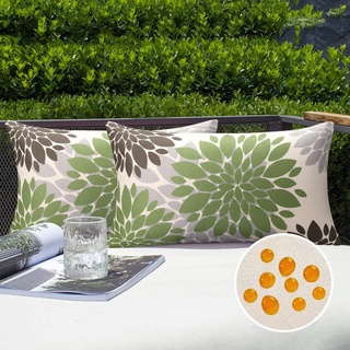 Kissenbezüge Sofakissen Outdoor Wasserdichte Dekokissen 30 x 50 cm Frühling Sommer Couchkissen Abstrakt Blume Deko Kissenhülle Leinen für Schlafzimmer Sofa Stuhl Bett Garten Terrasse Büro Cafe 2er Set