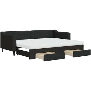vidaXL Tagesbett Ausziehbar mit Schubladen Schwarz 80x200 cm Stoff - Schwarz