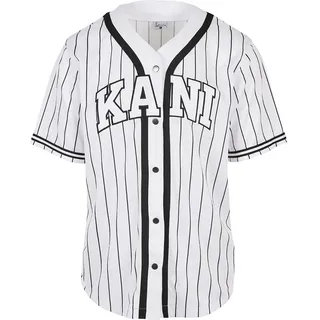 Karl Kani Serif Pinstripe Baseball Kurzarm-t-shirt Mit V-ausschnitt - White - L