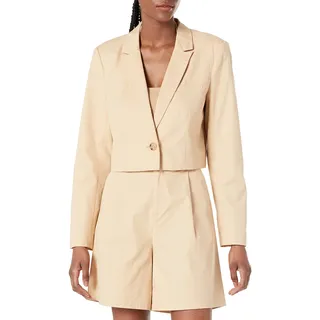 The Drop Women's Karina Cropped Boxy Blazer, Latte, L