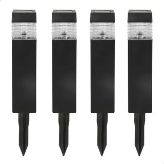 AKTIVE 61563 4er-Pack LED-Solar-Gartenleuchten mit LED-Solar-Erdspieß, Dauerlicht zwischen 6 und 8 Stunden, wasserdicht, solarbetrieben, Gartendekoration