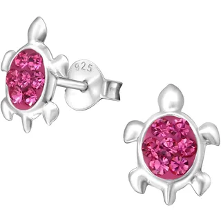 FIVE-D Ohrringe Kristall Schildkröte 925 Silber (Pink)