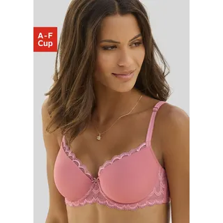 Schalen-BH LASCANA "Evita", Damen, Gr. 70, Cup B, pink, Microtouch, Obermaterial: 90% Polyamid, 10% Elasthan, BHs Schalen-BH, mit feiner Spitzenborte, Dessous