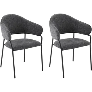 byLIVING Esszimmerstuhl Curve Webstoff dunkelgrau 2er Set