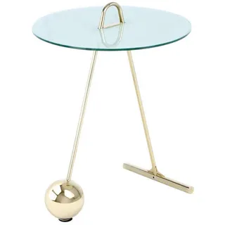 Kayoom Beistelltisch Weiß, Gold Metall, Glas, rund cm einfacher Aufbau, Wohnzimmer, Wohnzimmertische, Beistelltische, Beistelltische Metall