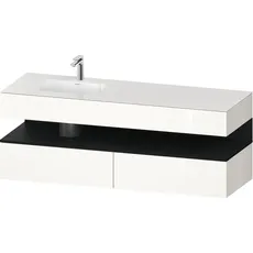 Duravit Qatego Einbauwaschtisch mit Konsolenwaschtischunterbau, 1600x550x600mm, Nische Eiche Schwarz, Becken links, QA4795016, Farbe: Weiß Hochglanz