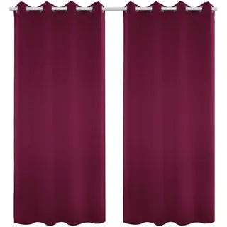 WOLTU 2er Set Gardinen, Vorhang für Wohnzimmer Kinderzimmer, mit Ösen, Leicht & Weich, Wärmeisolierend, 140 x 225 cm, Dunkellila