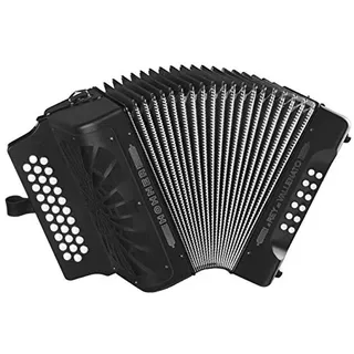 Akkordeon Diat Knöpfe. Hohner Akkordeon mit diatonischen Knöpfen der Königin des ValLENATS BBEBAB Schwarz Silver Grill.