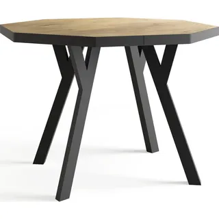 WFL GROUP Esstisch Eiche, Holzwerkstoff, 6-Sitzer, Rund, 100x76x100 cm, Esszimmer, Esstische