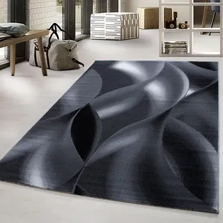 Ayyildiz Teppiche Teppich "Plus 8008, auch als Läufer erhältlich" rechteckig 6 mm Höhe Läufer, gemusterter Flachflor, robust, Webteppich, alle Räume, grau, schwarz