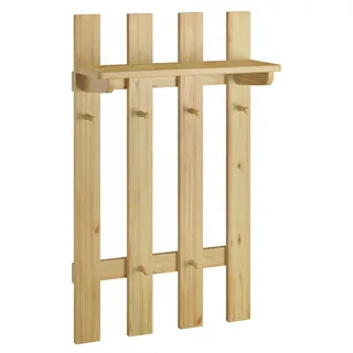 Garderobenpaneel Flurgarderobe Kleiderhaken aus Kiefer Massivholz 90.80-14