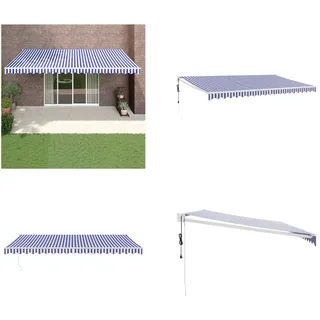 vidaXL Elektrische Markise mit Kurbel Blau und Weiß 5x3 m - Markise - Markisen - Markise Ausziehbar - Markise Einziehbar