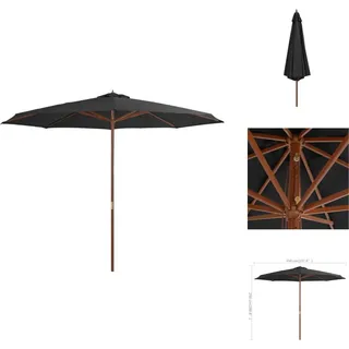vidaXL Sonnenschirm mit Holzmast 350 cm Anthrazit - Sonnenschirme & Sonnenschutze - Grau