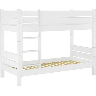 Erst-Holz Etagenbett Kiefer 100 x 190 cm massiv lackiert weiß