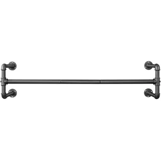 SONGMICS Kleiderständer für die Wand, 110 x 30 x 29,5 cm | Kleiderstange, Industrie-Design, Wandmontage, bis 60 kg belastbar, einfache Montage, Schwarz, DALSON Kollektion HSR64BK