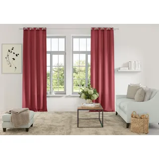 Vorhang OTTO HOME "Parry" Gr. 5, rot (bordeaux), B:140cm H:265cm, Polyester, Recyceltes Material, Gardinen, Vorhang, 2-er Set, blickdicht, monochrom, basic, Topseller