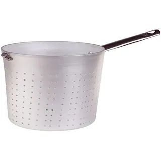 Pentole Agnelli Nudelsieb/scaldapasta Zylindrische aus Aluminium mit Griff aus Edelstahl, Silber 26 cm Silber/schwarz