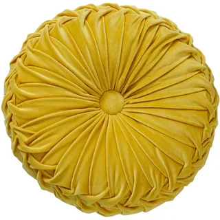 Fouriding Runde Wurf Kissen für Couch dekorative 15 "X 15" Kürbis Runde Samt Kissen für Sofa Bett Stuhl Boden Auto dekorative (Gelb)