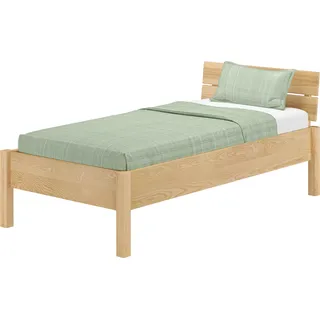 Metallfreies Einzelbett Eschenholz mit Rost 100x200 Holzbett V-60.90-10K - Naturbelassen