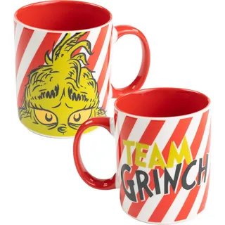 United Labels Grinch Tasse 320 ml, Rot Weiß, Kaffeebecher Team Grinch, Kaffeetasse aus Keramik, Weihnachtstasse