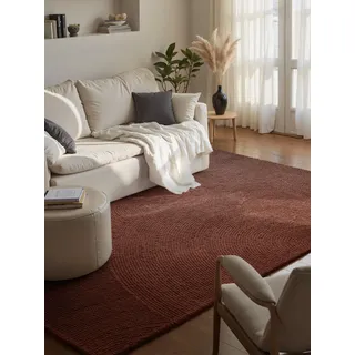 HANSE HOME Calmio Wollteppich 120 x 180 cm Rot/Braun
