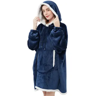 Viviland Pullover Damen Pullover Herren Hoodie Sweatshirt, großer und warmer Hausanzug für Erwachsene, Dunkelblau