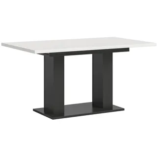 Inn.Furn Esstisch weiß, grau, Küchentisch ausziehbar 150 - 190 cm , Weiß, Grau , Holzwerkstoff , Nachbildung , Uni , Rechteckig,Rechteckig , Säule , 90x76x150 cm , FSC Mix , Esszimmer, Esstische