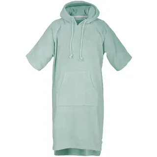 TOM TAILOR Surf Poncho für Damen und Herren, S-M, 100% Baumwolle/ Frottier, Badeponcho mit Kapuze, Bauchtasche und Logostickerei, Türkis (Fresh Sage)