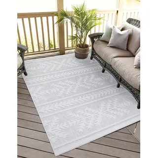 Carpet City "In-& Outdoorteppich Santorini 411, 3D-Effekt, Boho-Optik", rechteckig 5 mm Höhe Wetterfest & UV-beständig für Terrasse, Balkon, Küche, Flur,