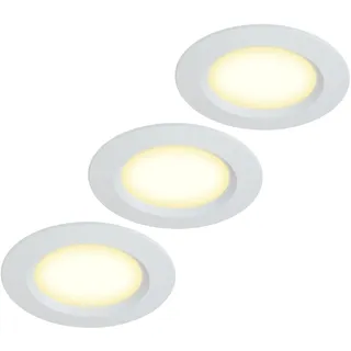 HCFEI 3er Set Möbelleuchte 12V ultra flach 3W LED-Einbaustrahler 55mm Lochausschnitt mit 2M Kabel IP44 Deckenspot für Spiegelschränke, Vitrinen, Möbel und Schränke (Weiß 3000K)