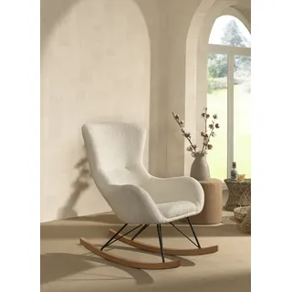 Vipack Schaukelsessel Rocky Bouclé 76 x 101 x 110 cm Beige/Grau/Weiß gepolstert