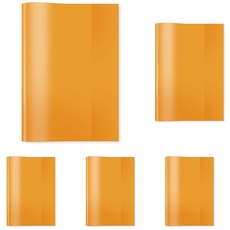 HERMA 7484 Heftumschlag A5 Transparent Orange, Hefthülle aus strapazierfähiger & abwischbarer Polypropylen-Folie, durchsichtige Heftschoner für Schulhefte, farbig (Packung mit 5)
