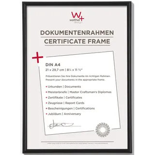 walther design KB130H Galeria Kunststoffrahmen im Format, schwarz, 21 x 29,7 cm (DIN A4)