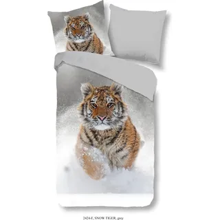 Good Morning Bettwäsche Tiger - 135x200 cm - Flanell/ Biber - Grau