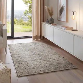 Taracarpet Moderner Handweb Teppich Alpina handgewebt aus Schurwolle für Wohnzimmer, Esszimmer, Schlafzimmer und die Küche geeignet (170 x 230 cm, 30 Grau meliert)