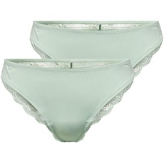 ONLY Damen Onlwillow Lace Brazilian 2-pack Panties, Silt Green, L EU