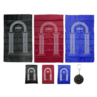 Anlising 3PCS Tragbare Muslimische Gebetsmatte, Tragbare Reise-Gebetsmatte mit Kompass,Tragbarer Islamischer Teppich,Wasserdichte Gebetsmatte,Muslim Gebetsteppich,Tragbar Licht Islam(Rot,Blau,Schwarz)