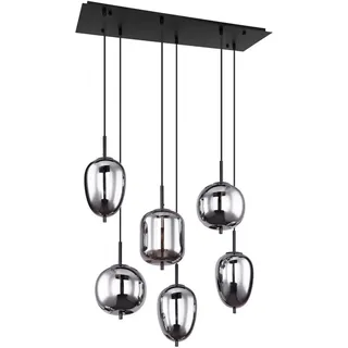 Globo Hängeleuchte , Schwarz , Metall, Glas , 34x120x80 cm , Lampen & Leuchten, Leuchtenserien
