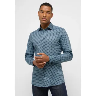 Langarmhemd ETERNA "SLIM FIT", Herren, Gr. 44, Normalgrößen, blau (petrol), Twill, 100% Baumwolle, schmal, Manschette, Hemden Langarmhemd, NON IRON (bügelfrei)