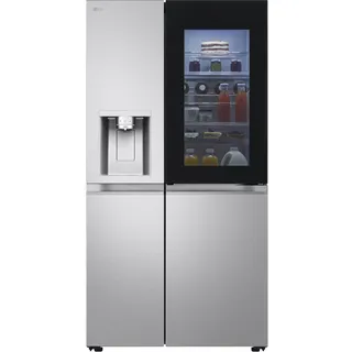 LG GSXE91MBAD Side-by-Side Kühlschrank mit Gefrierfach (628 L, Energieklasse D) mit InstaView, Door-in-Door, DoorCooling+, Eis- & Wasserspender, Silber