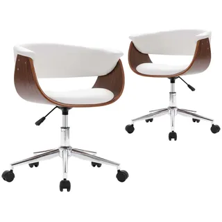 vidaXL Esszimmerstuhl Drehbar Weiß Kunstleder 2 Stk