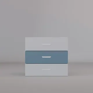 Kleine Kommode LUMI 3S, Stauraumkommode, Schubladen, Sideboard (Cashmiere + Blau) - Blau