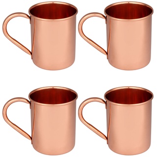 Zap Impex Moscow Mule Kupferbecher – 4er-Set – 100% handgefertigte, lebensmittelechte Becher aus reinem massivem Kupfer mit Rohrgriff – 16 oz hochwertiges Cocktail-Kupferglas