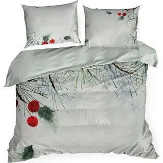 Eurofirany Bettwäsche ROBIN Weihnachtsbettwäsche 160x200 cm Weihnachten Bettbezug Set - Weiß, Rot